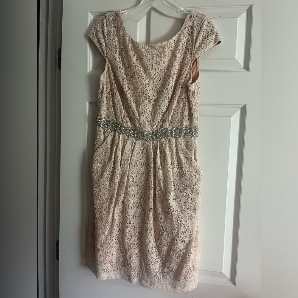 Elegant Lace Dress with Silver Accents